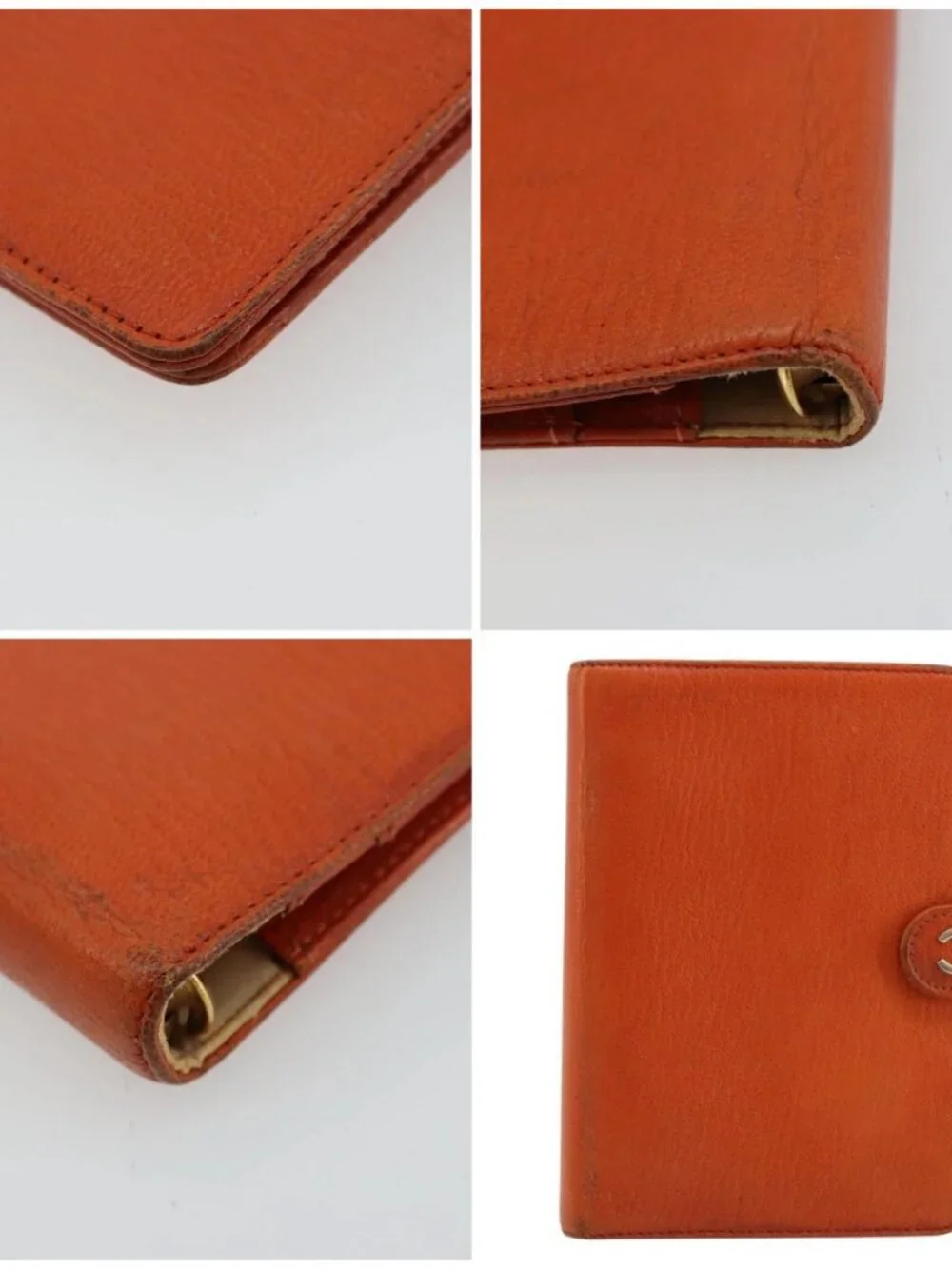 CHANEL Day Planner Cover Leather Orange CC Auth 133201